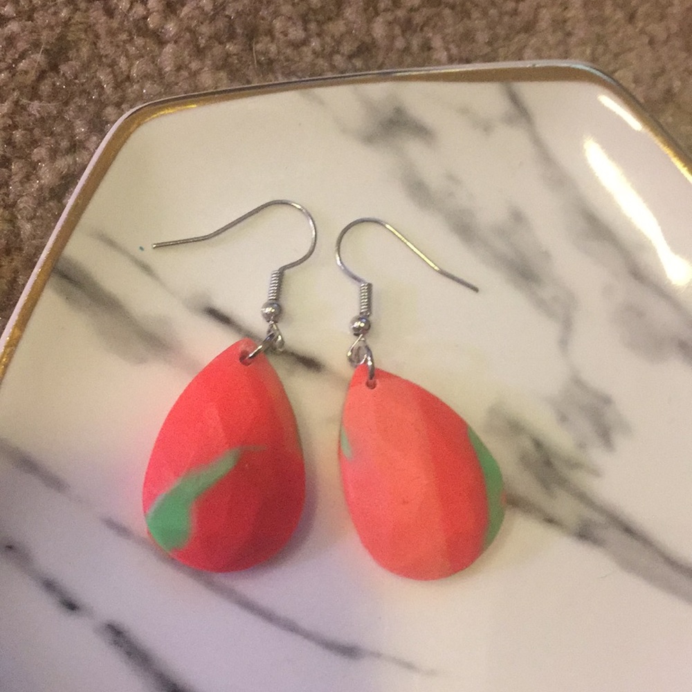 Handmade Polymer Clay Earrings - Teardrop